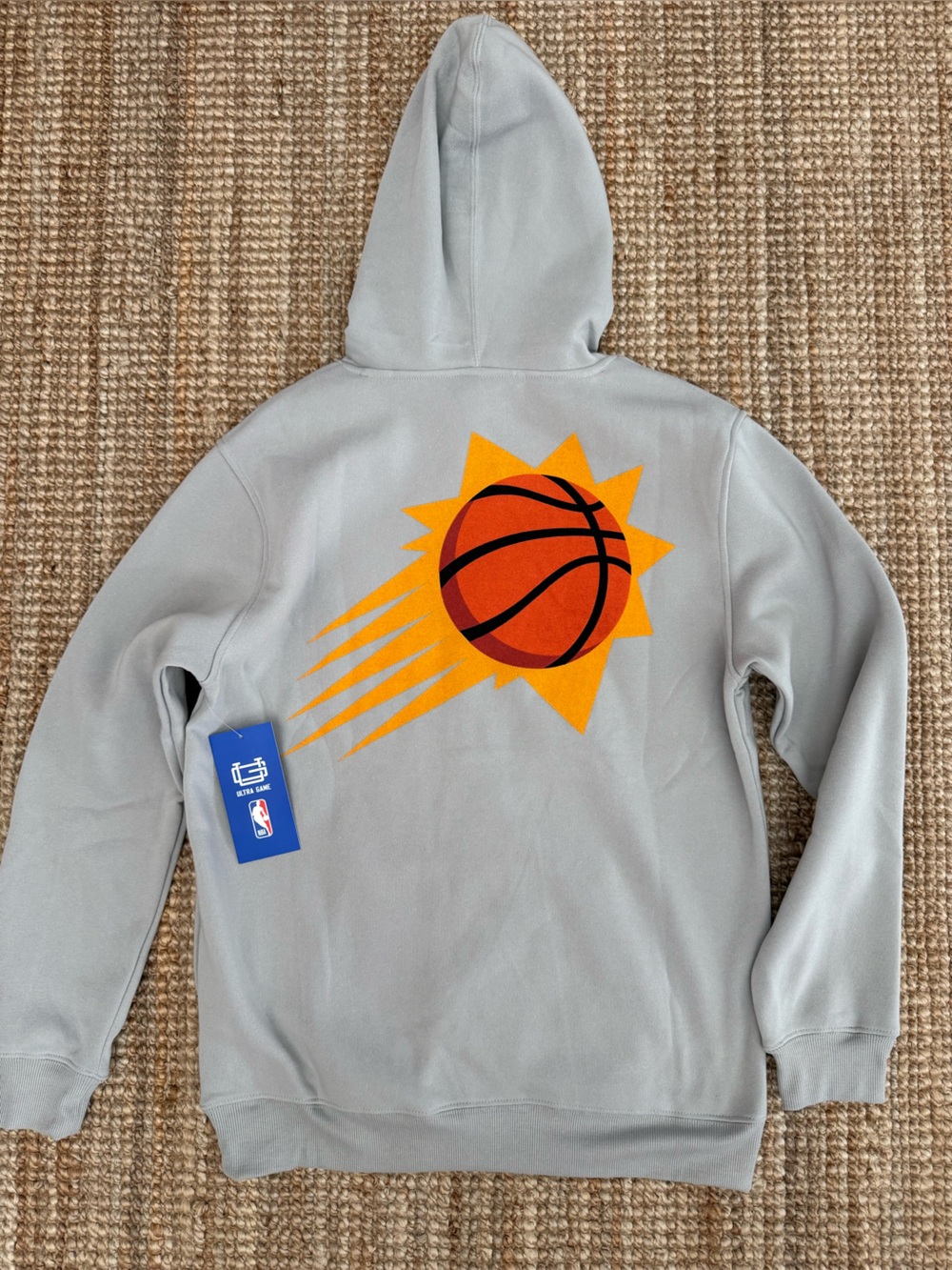 NBA Gray Hoodie with Orange Basketball Sun Graphic